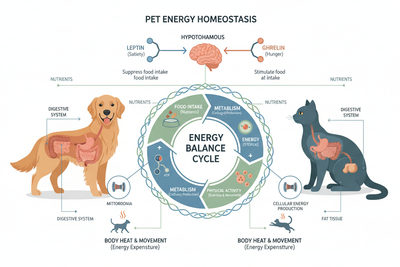 Energy Balance Regulation Mechanism for Dogs and Cats